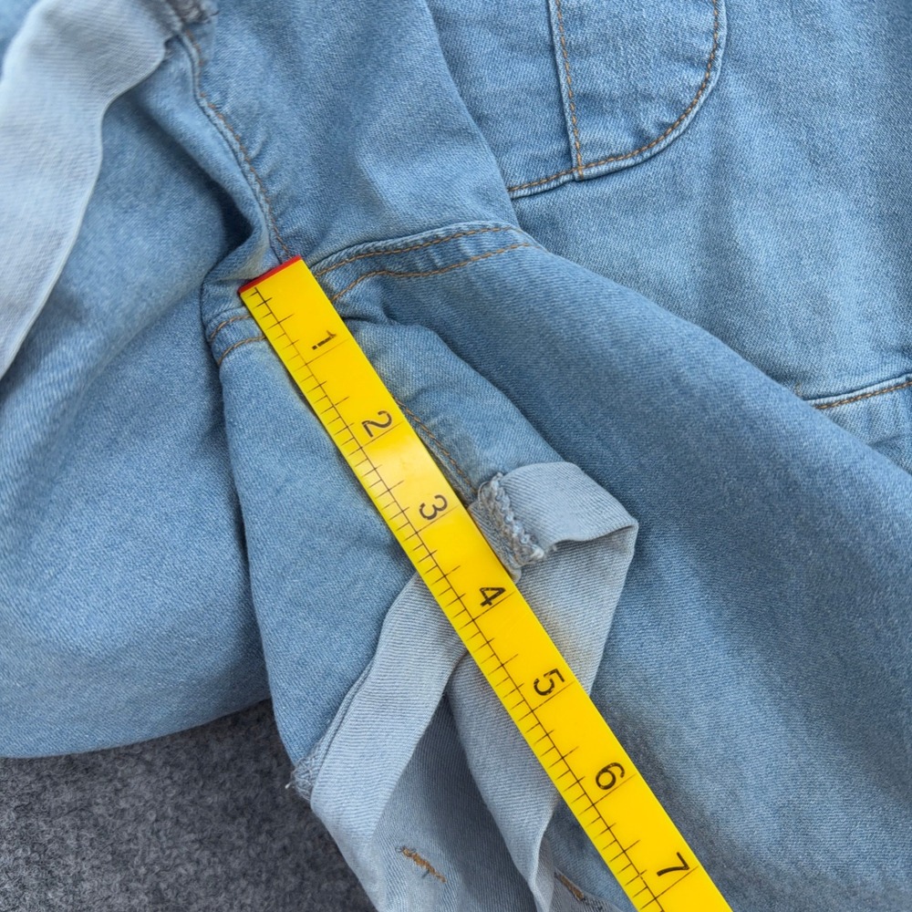 Listicle Denim Shortall Overalls Womens Size S Cotton Spandex Light Wash Blue - Picture 6 of 7